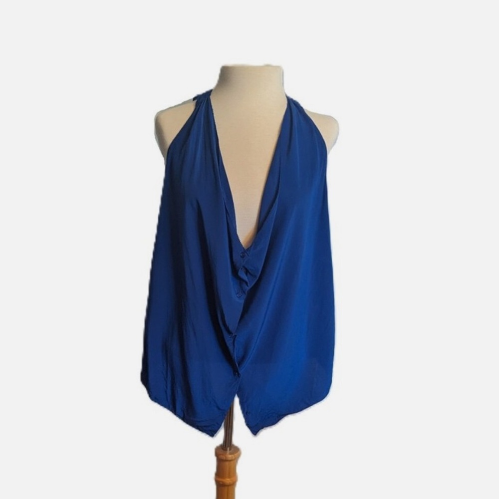 Wilfred Aritzia Silk Sleeveless Button Up Draped Blouse Tank Top